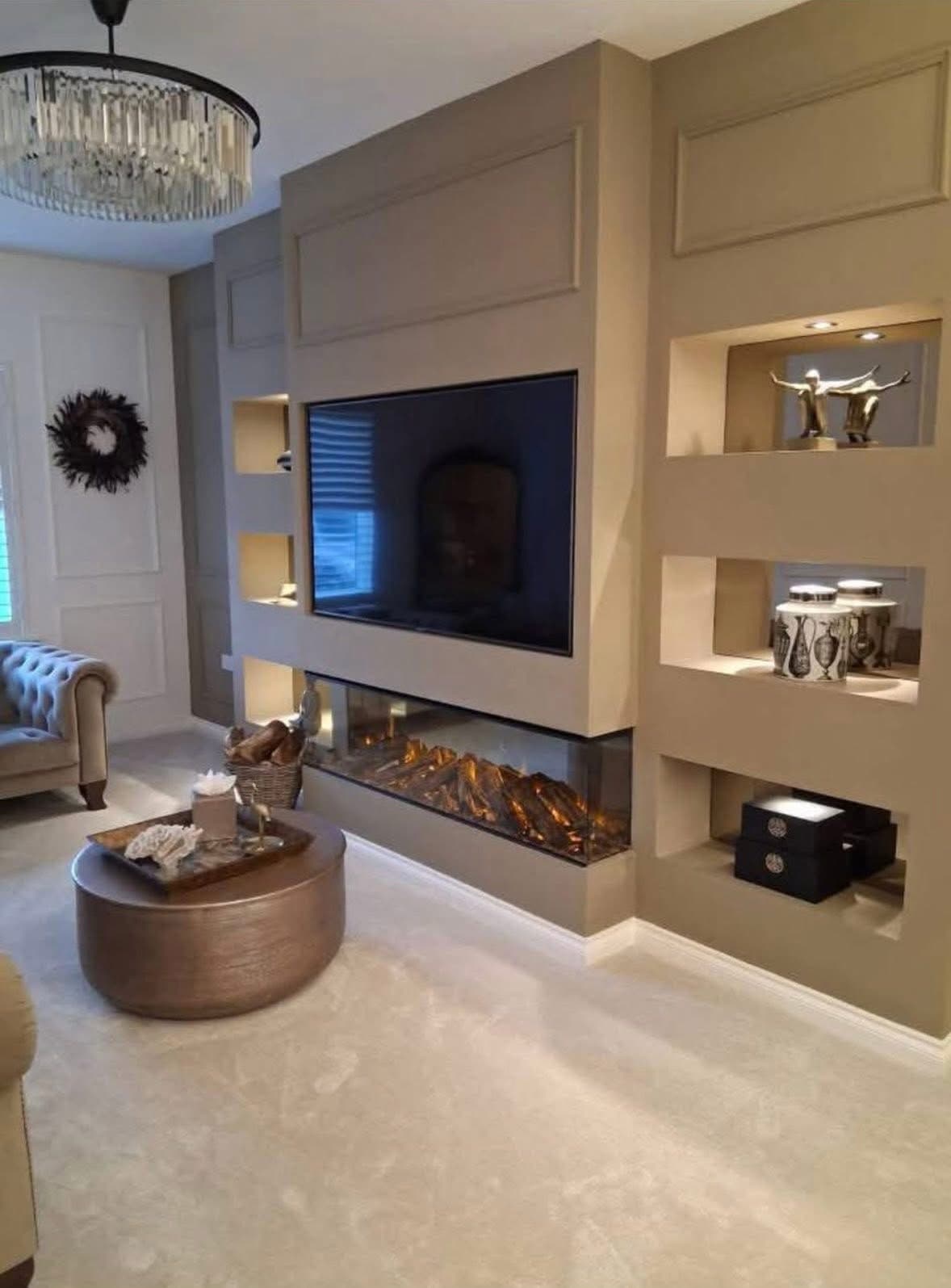Bespoke media wall with fireplace