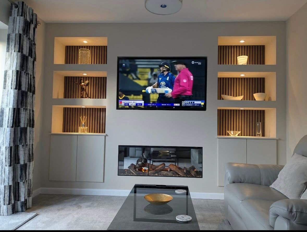 Media wall with textured finish